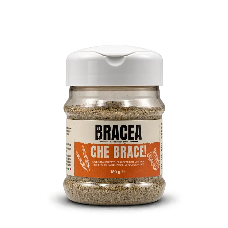 Barattolo da 180 g di Che Brace!, sale aromatizzato Bracea per grigliate