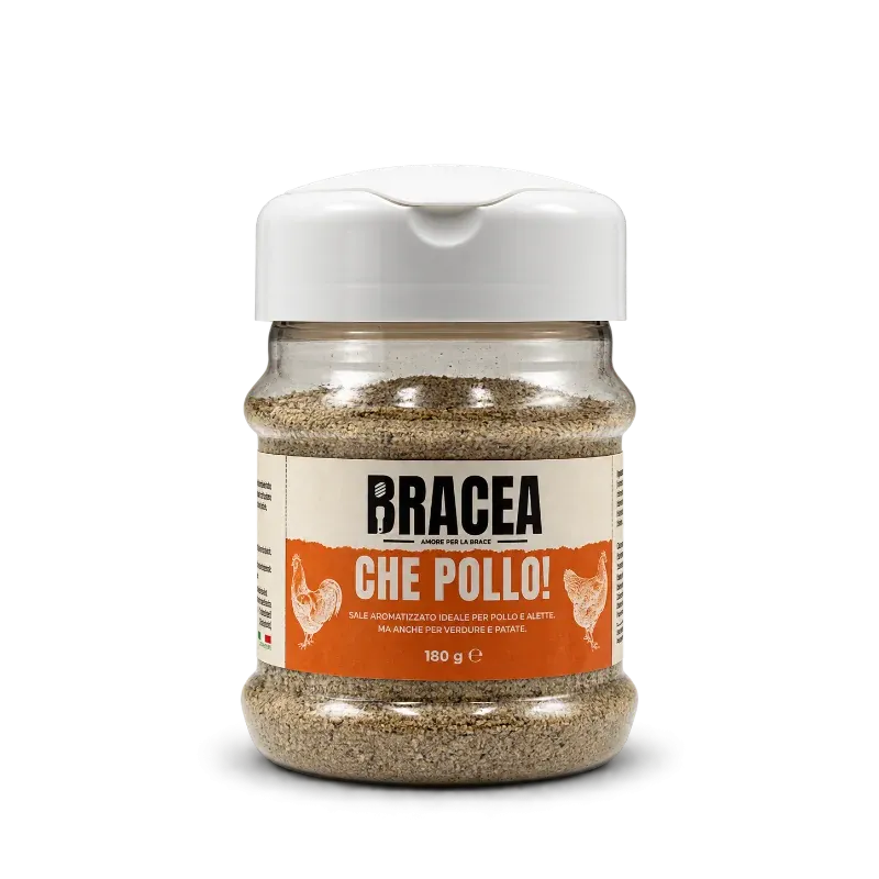 Barattolo da 180 g di Che Pollo!, sale aromatizzato Bracea per pollo